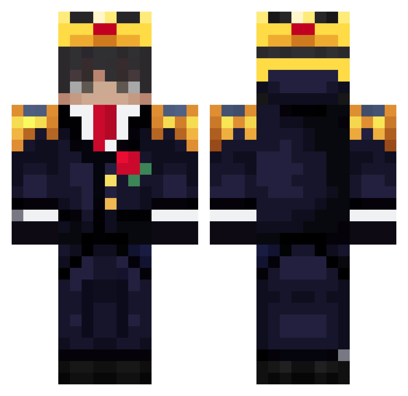 RonaldTheKing Minecraft skin, front and back view