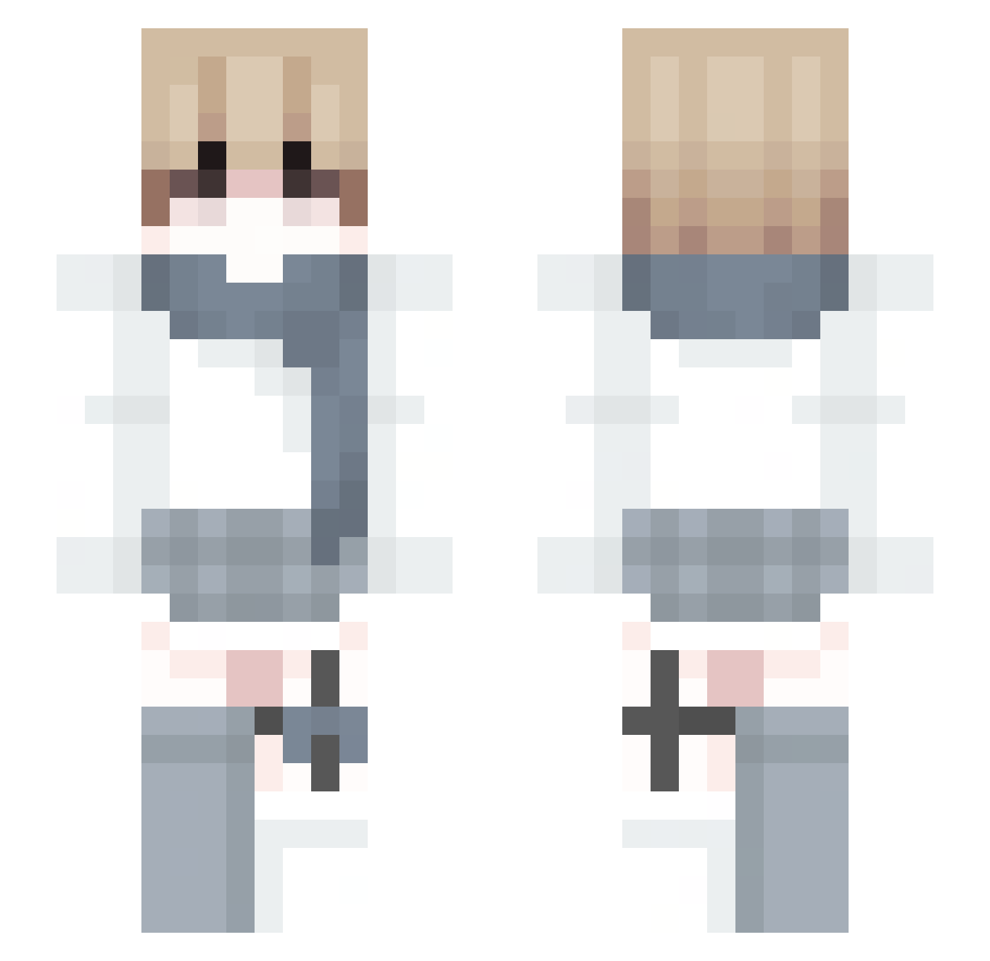 LeftChair Minecraft skin, front and back view