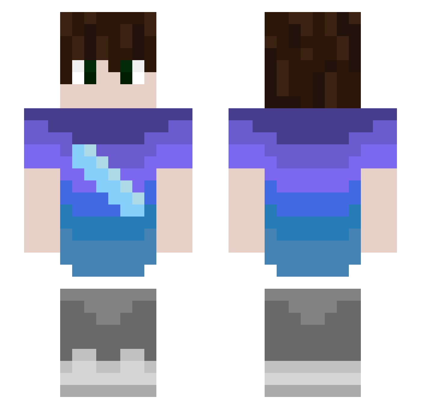 VictPlay Minecraft skin, front and back view
