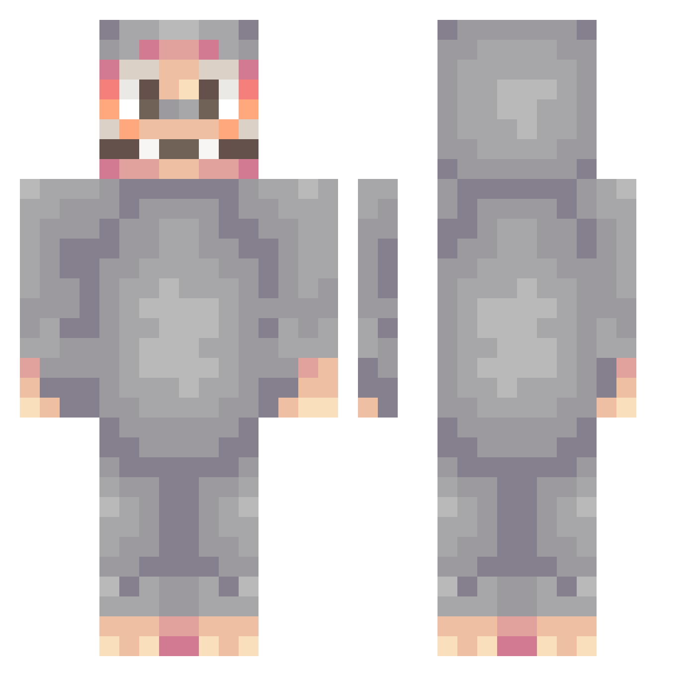 Ryeuii Minecraft skin, front and back view