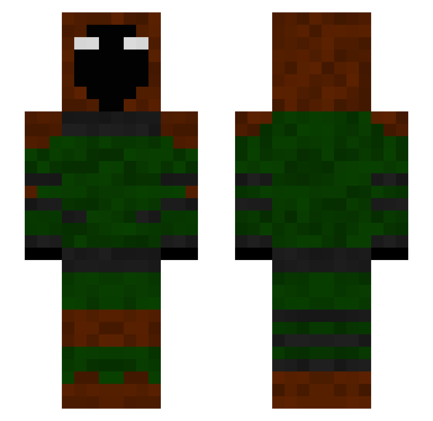 Earthian Minecraft skin, front and back view