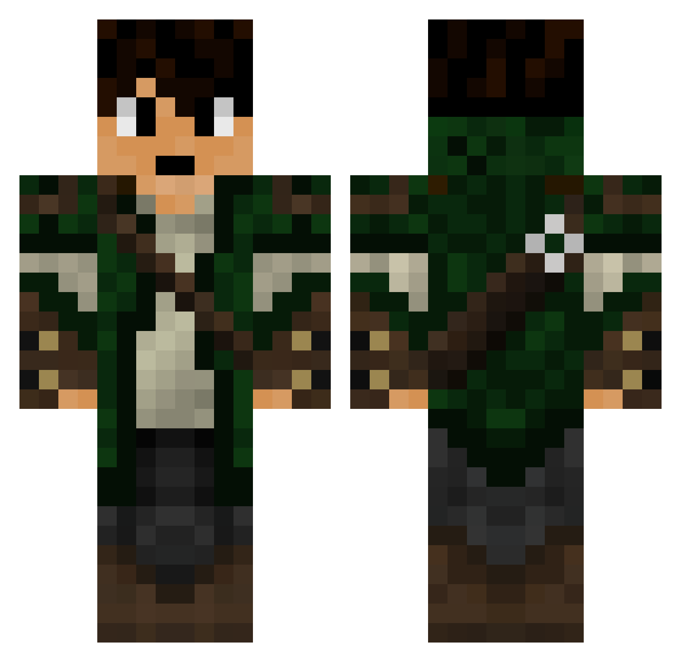 Luukjes Minecraft skin, front and back view