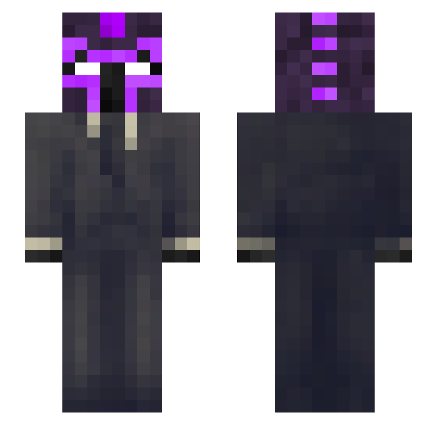 SleeperEX Minecraft skin, front and back view