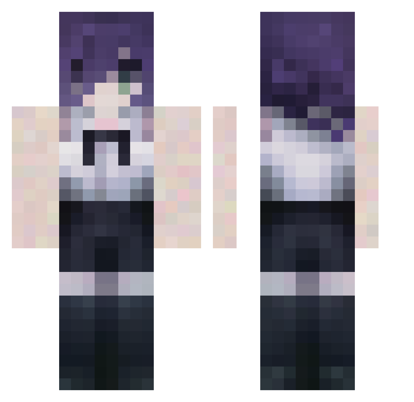 Denga Minecraft skin, front and back view