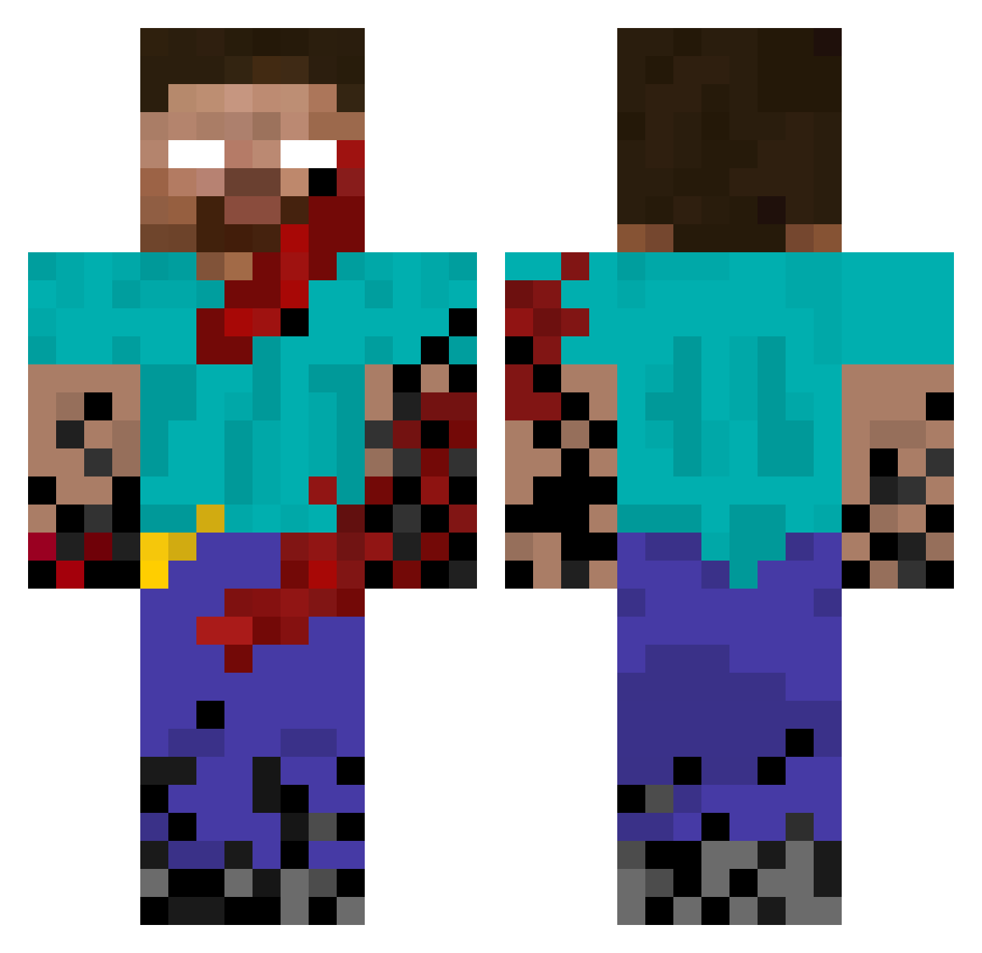 MrSpamo Minecraft skin, front and back view