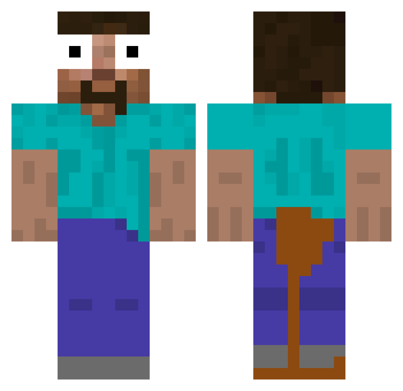 Steelkingkong Minecraft skin, front and back view
