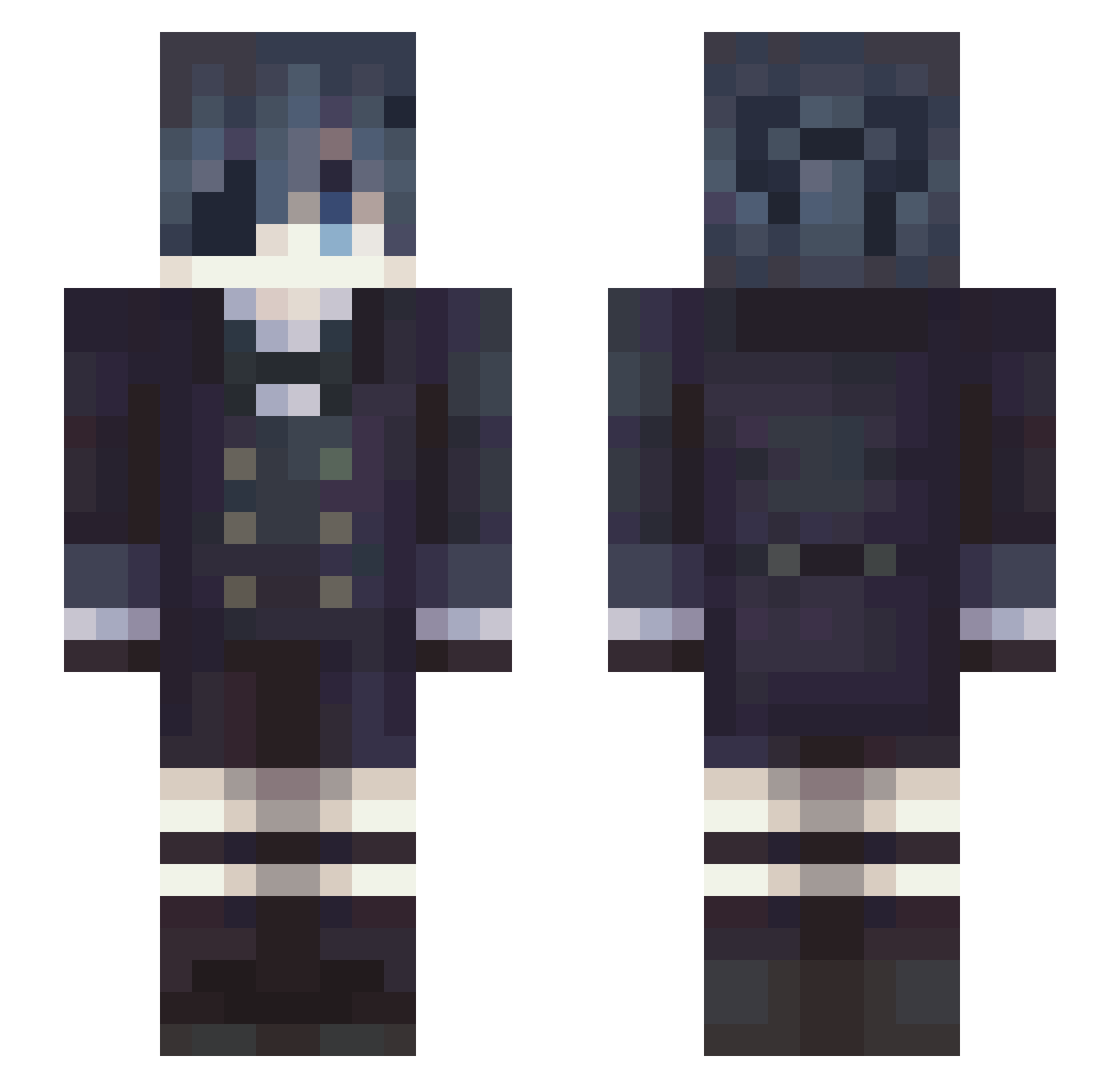 Cripblu08 Minecraft skin, front and back view