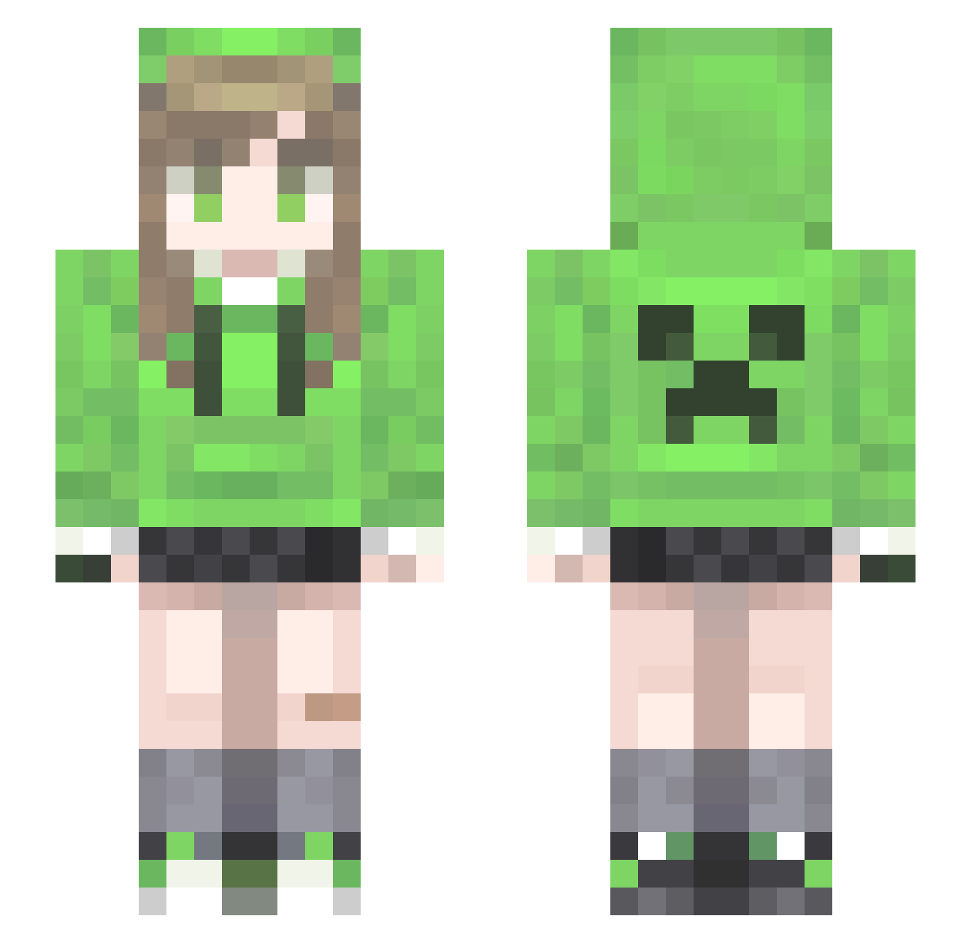 ZeroTvT Minecraft skin, front and back view