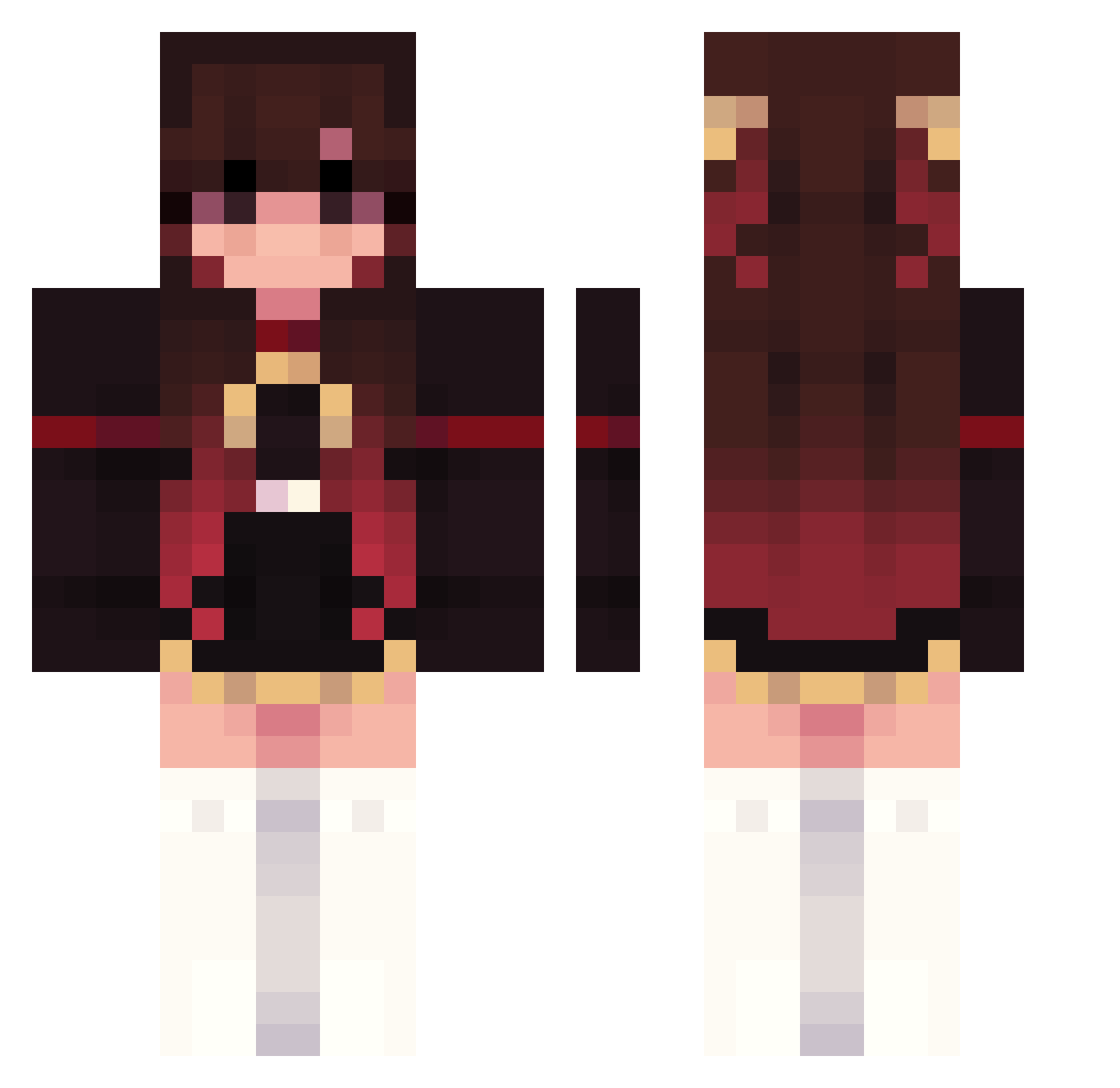zxArcane Minecraft skin, front and back view