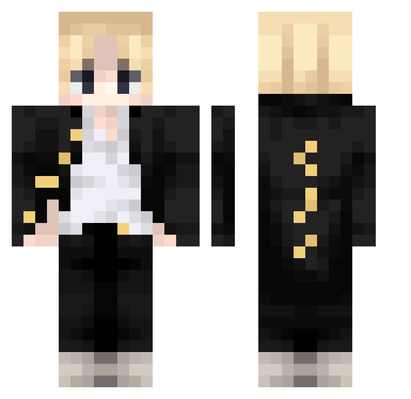 Rodrigo2909k Minecraft skin, front and back view