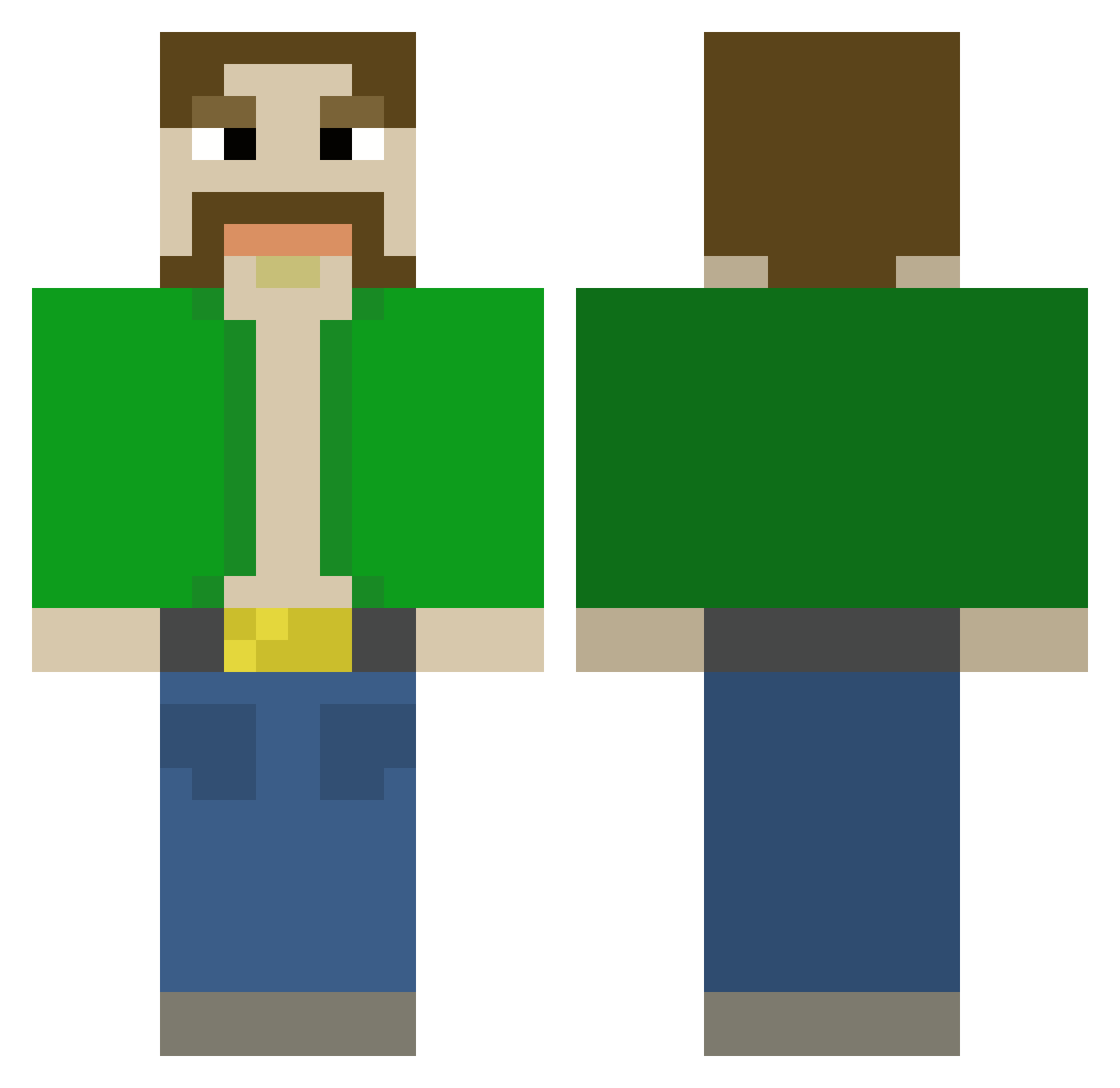 Alfi Minecraft skin, front and back view