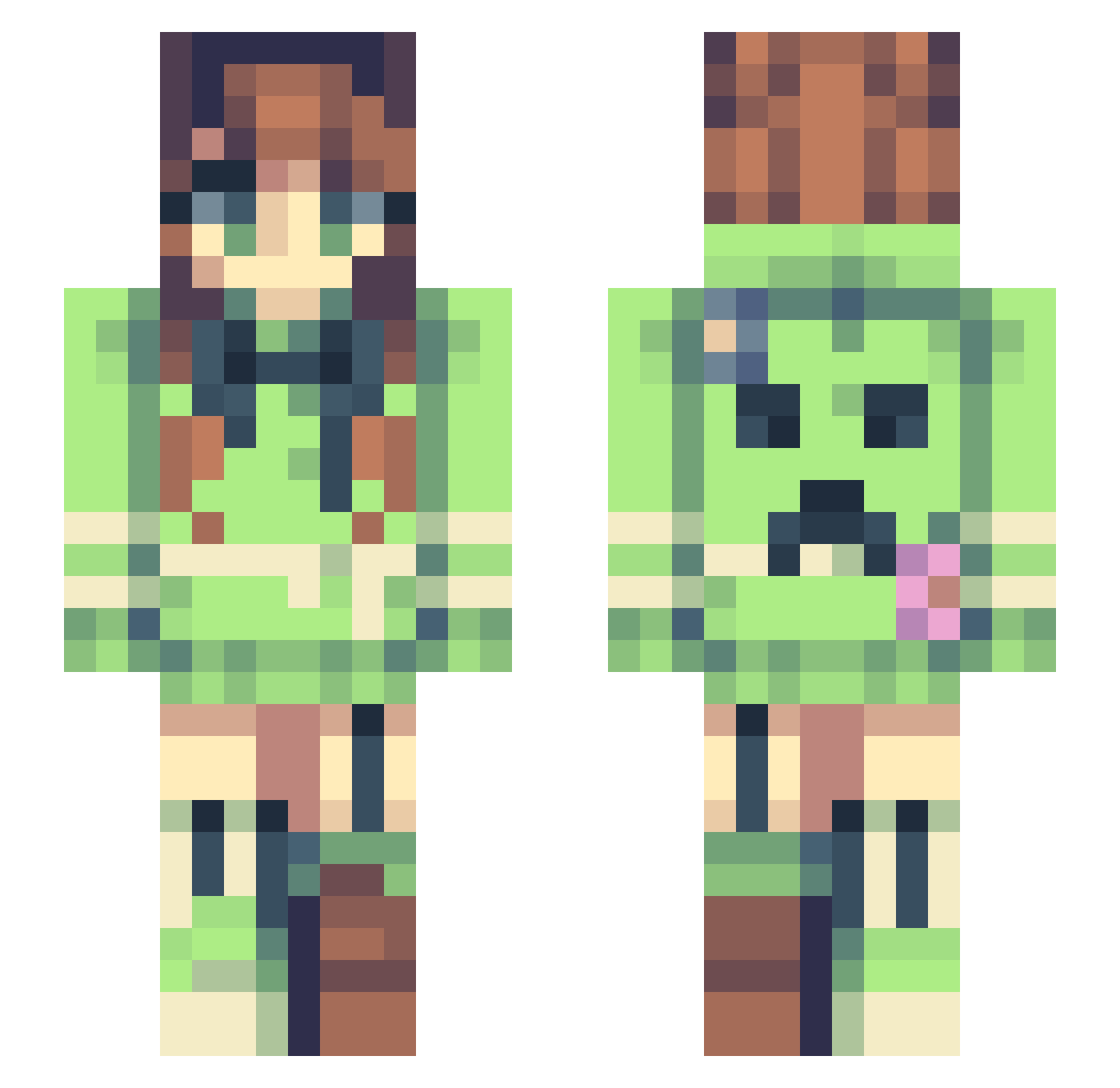 Eleanora Minecraft skin, front and back view