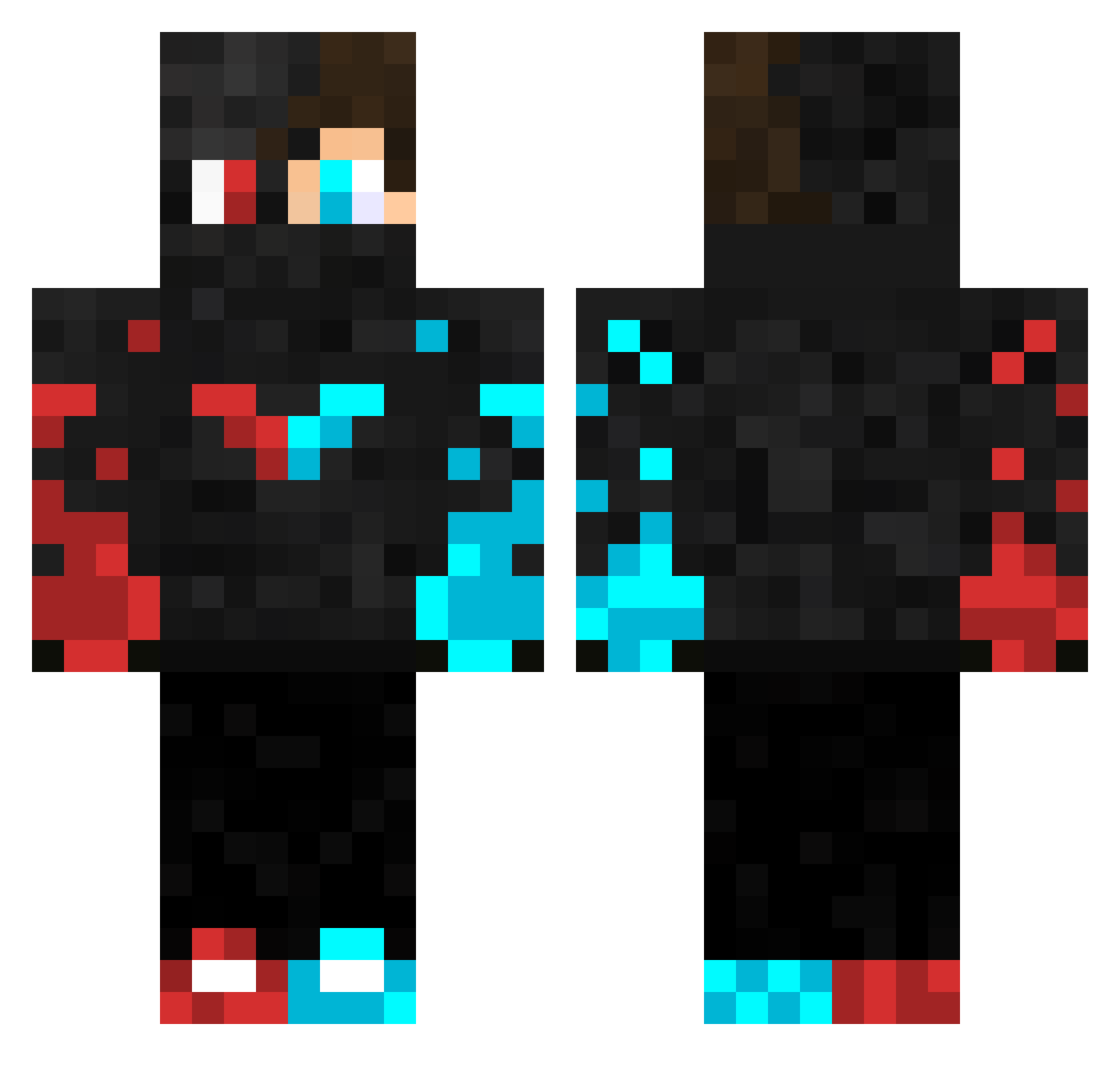 Dreamhaxs Minecraft skin, front and back view