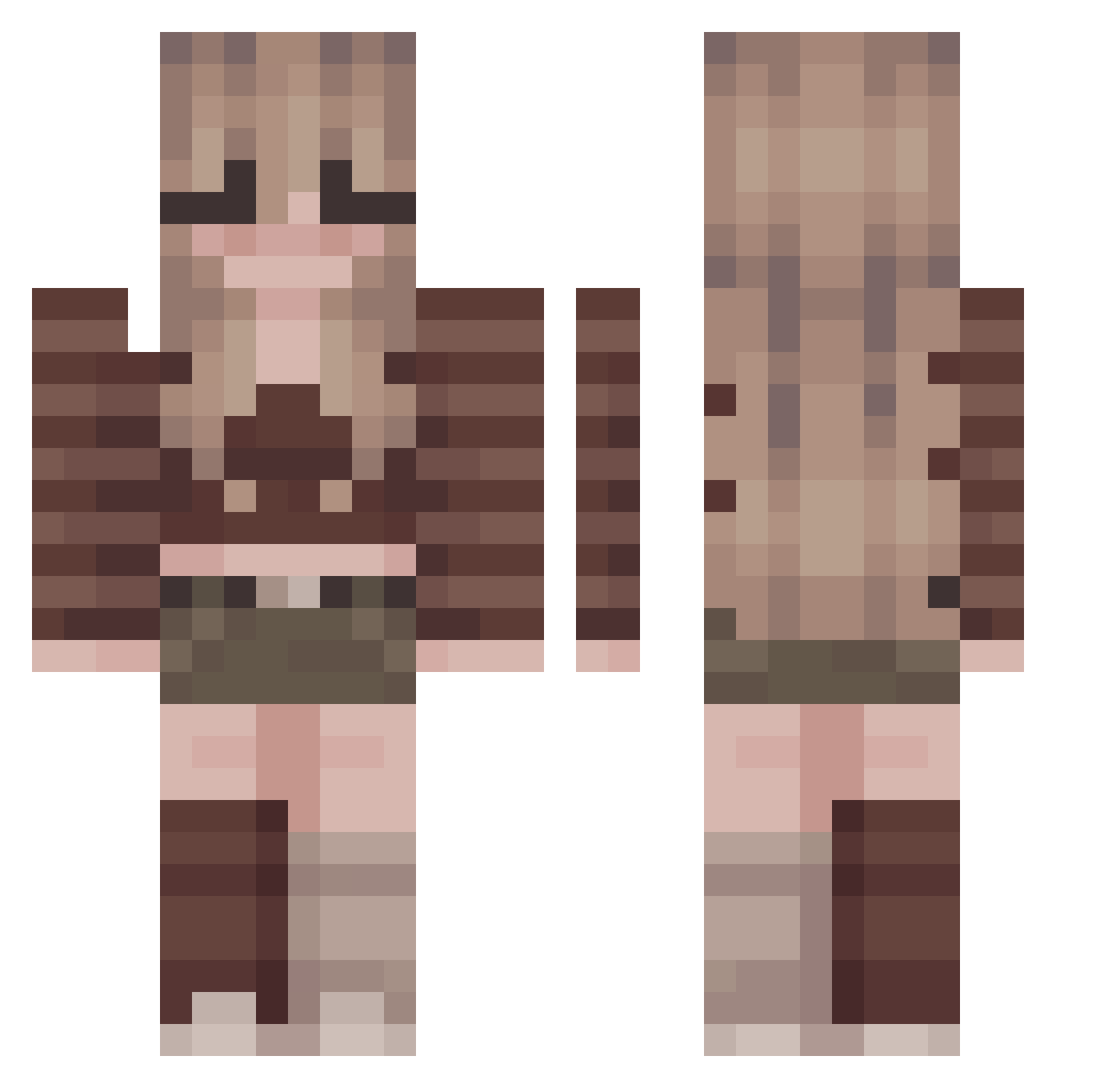 StrangeMiracle Minecraft skin, front and back view