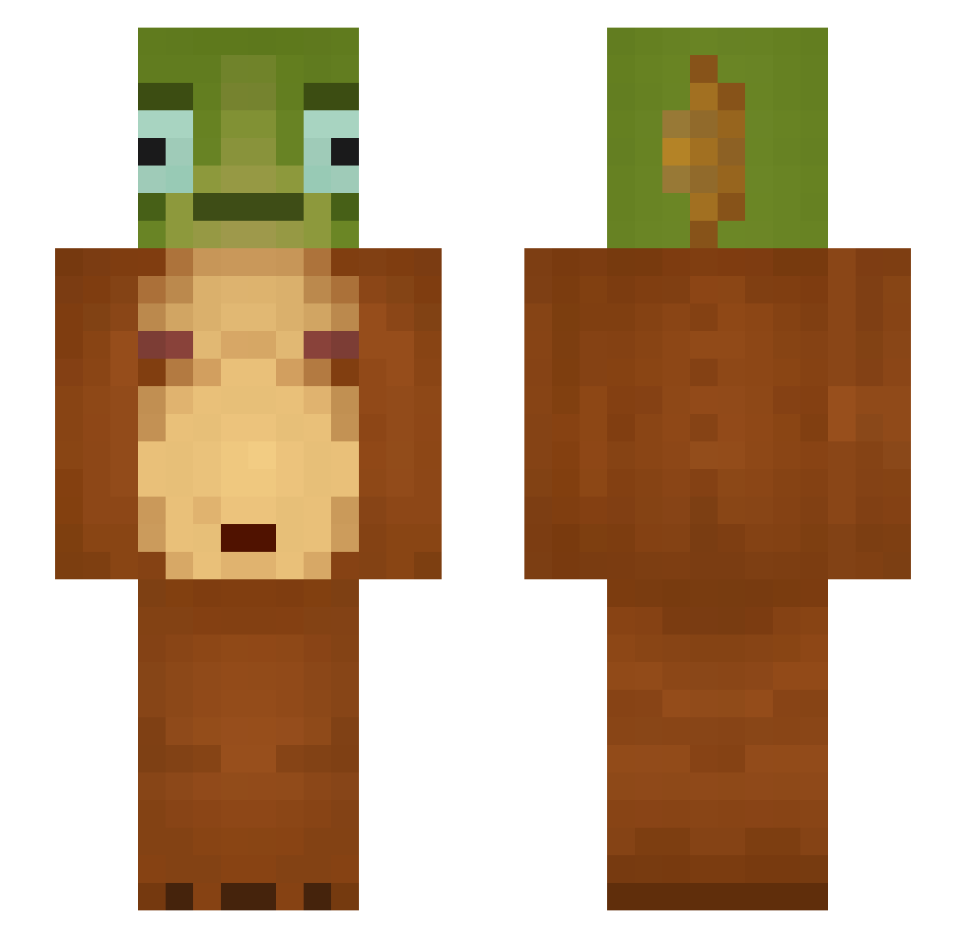AmiWolfie Minecraft skin, front and back view