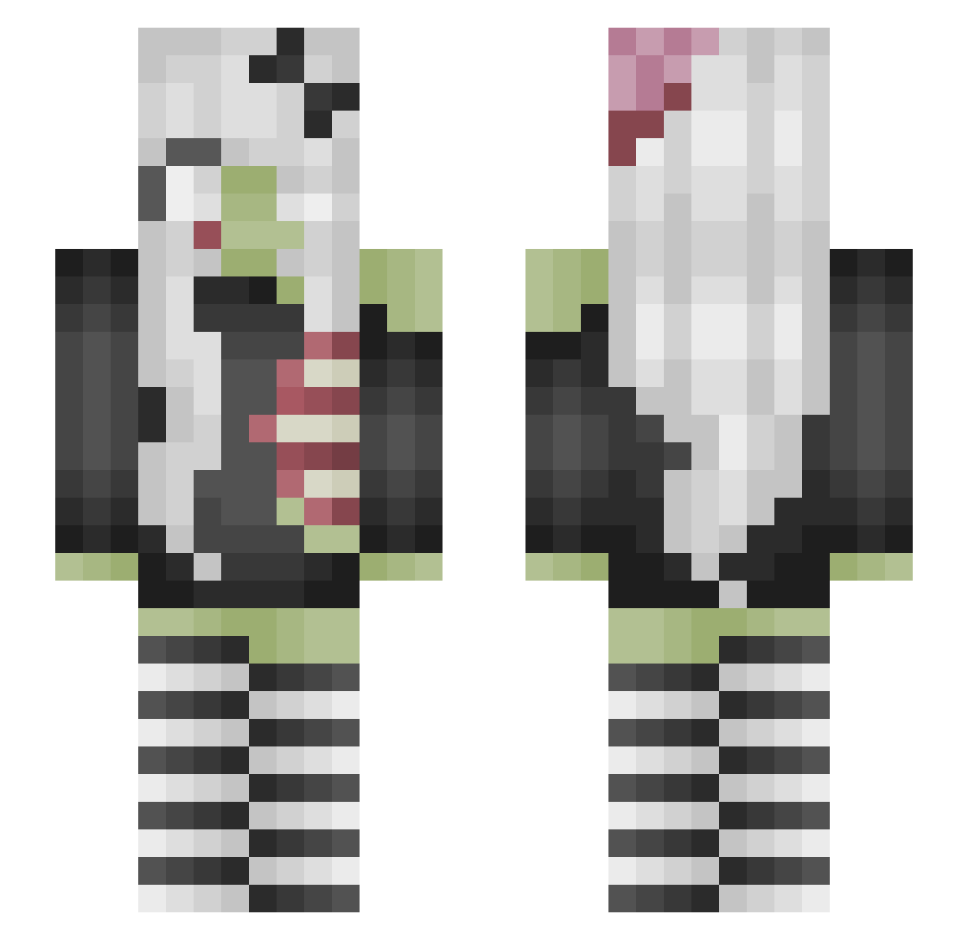 slipperygirlmeat Minecraft skin, front and back view