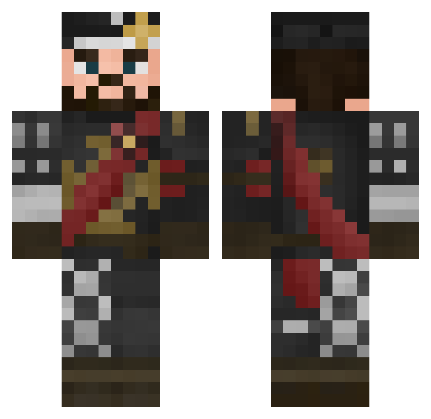 ketsuzoku Minecraft skin, front and back view