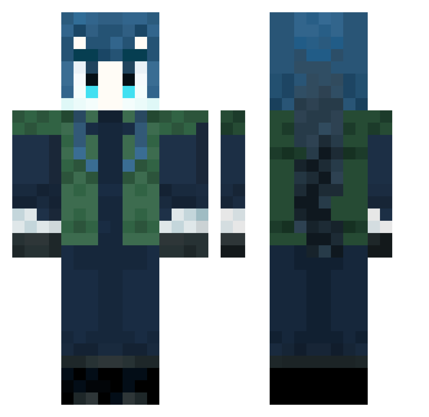 List_Otwarty Minecraft skin, front and back view
