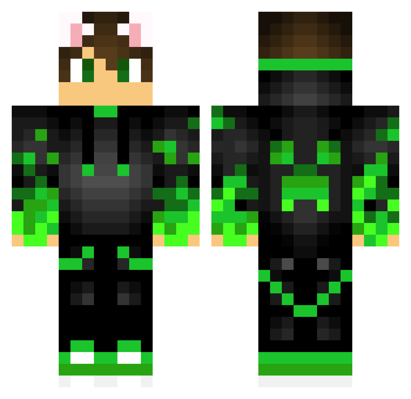 sfxg Minecraft skin, front and back view