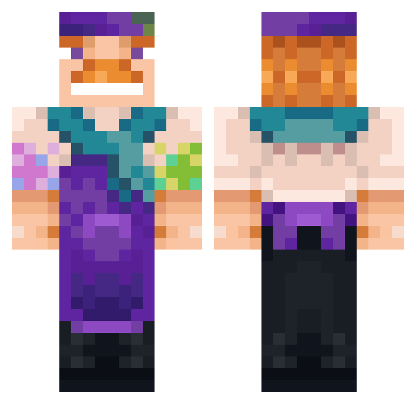 QuartzWaw Minecraft skin, front and back view