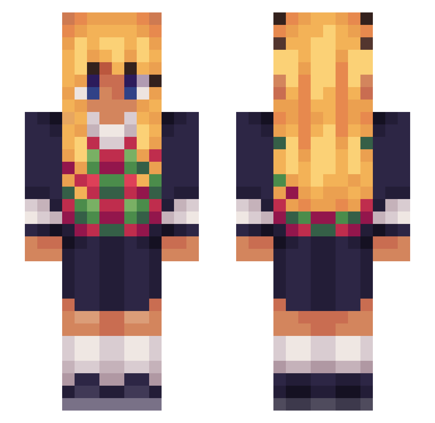 C03R4 Minecraft skin, front and back view