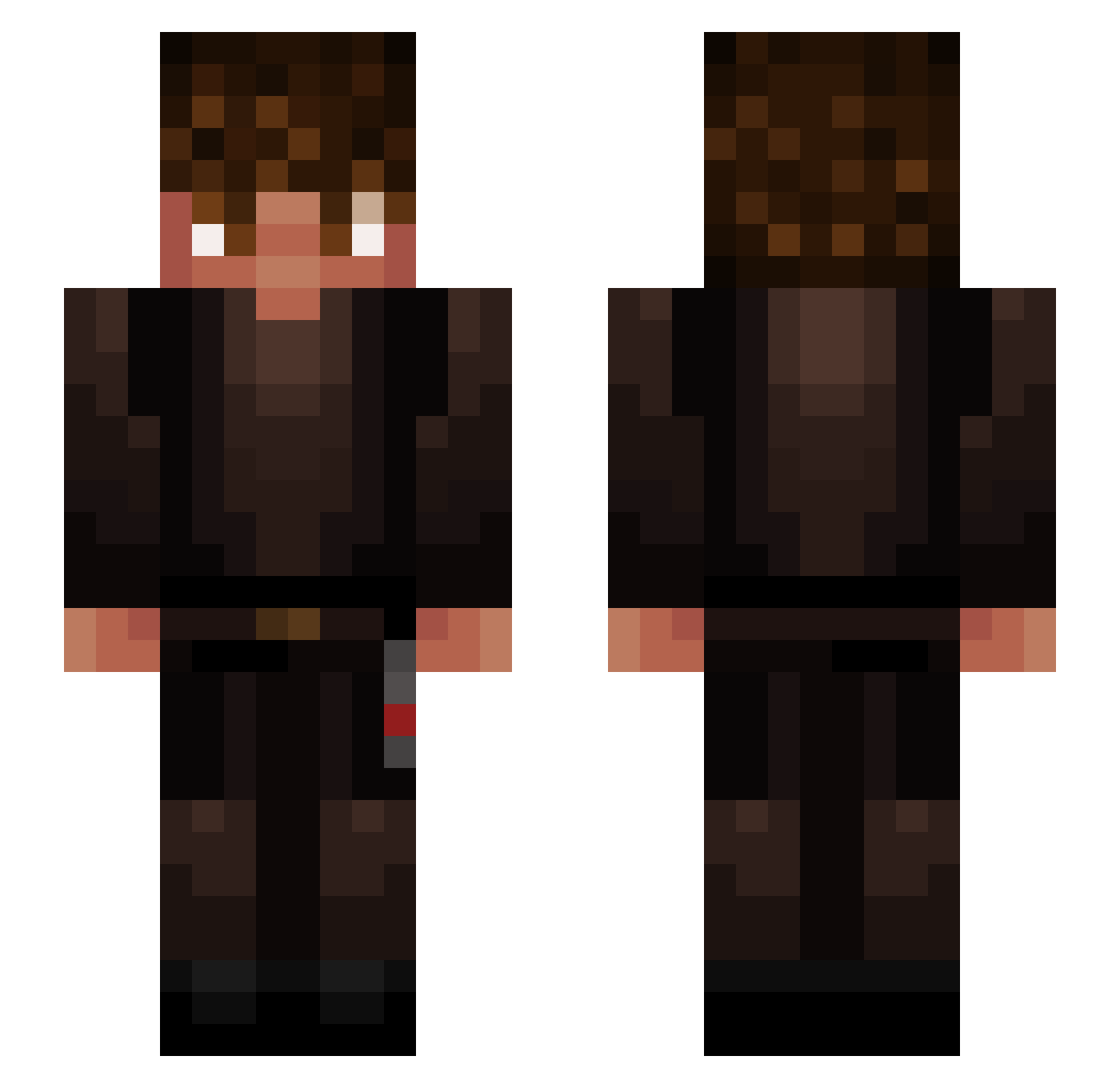 Holmbech Minecraft skin, front and back view