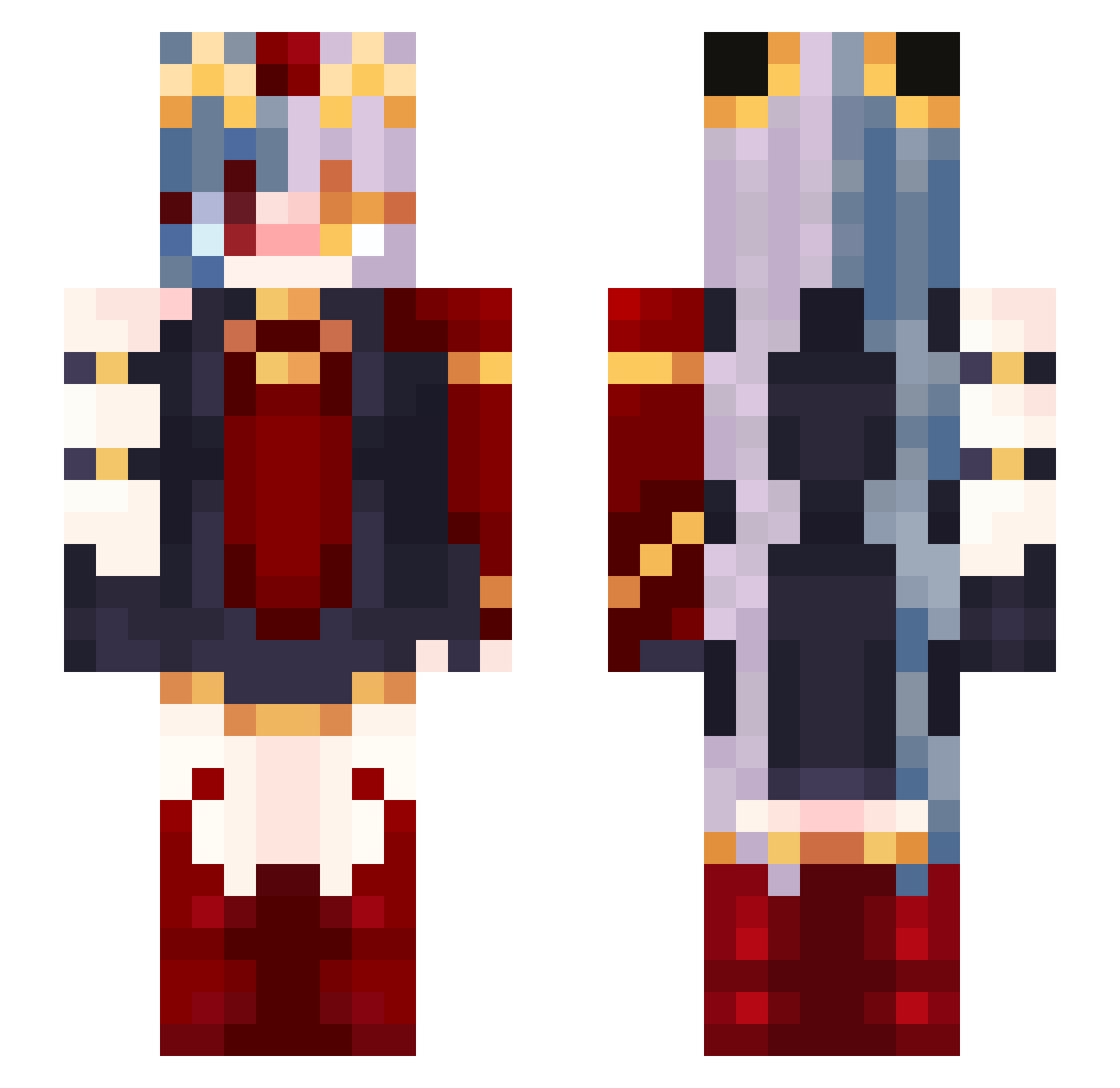 Sinism Minecraft skin, front and back view