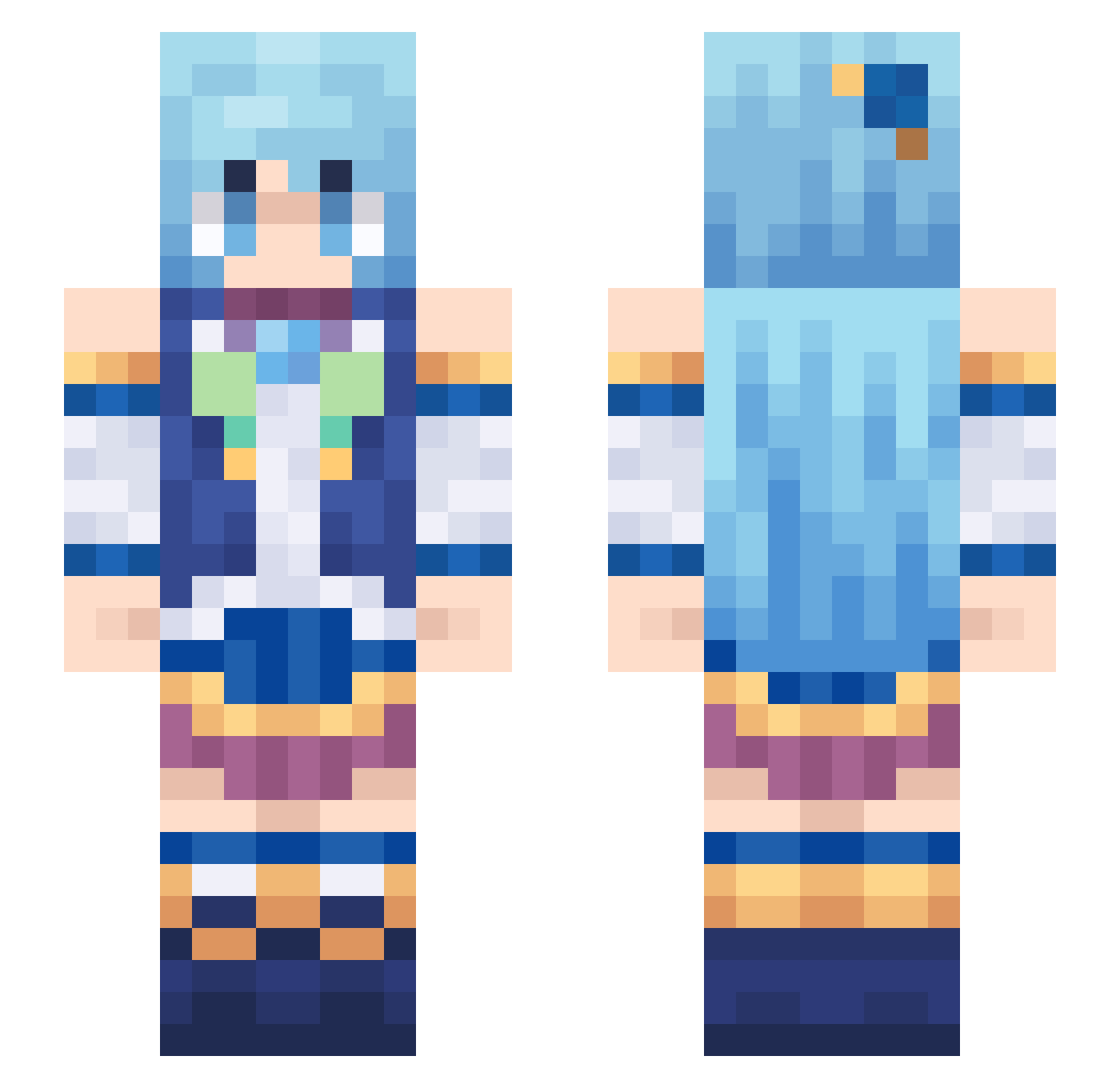 Rawmouse Minecraft skin, front and back view