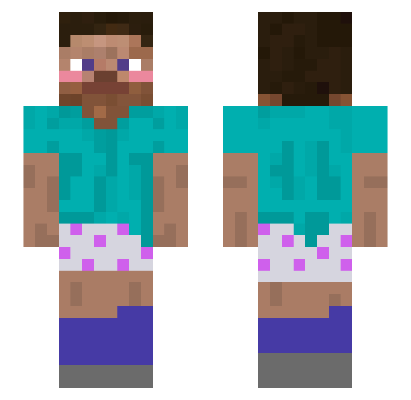 nutforme Minecraft skin, front and back view
