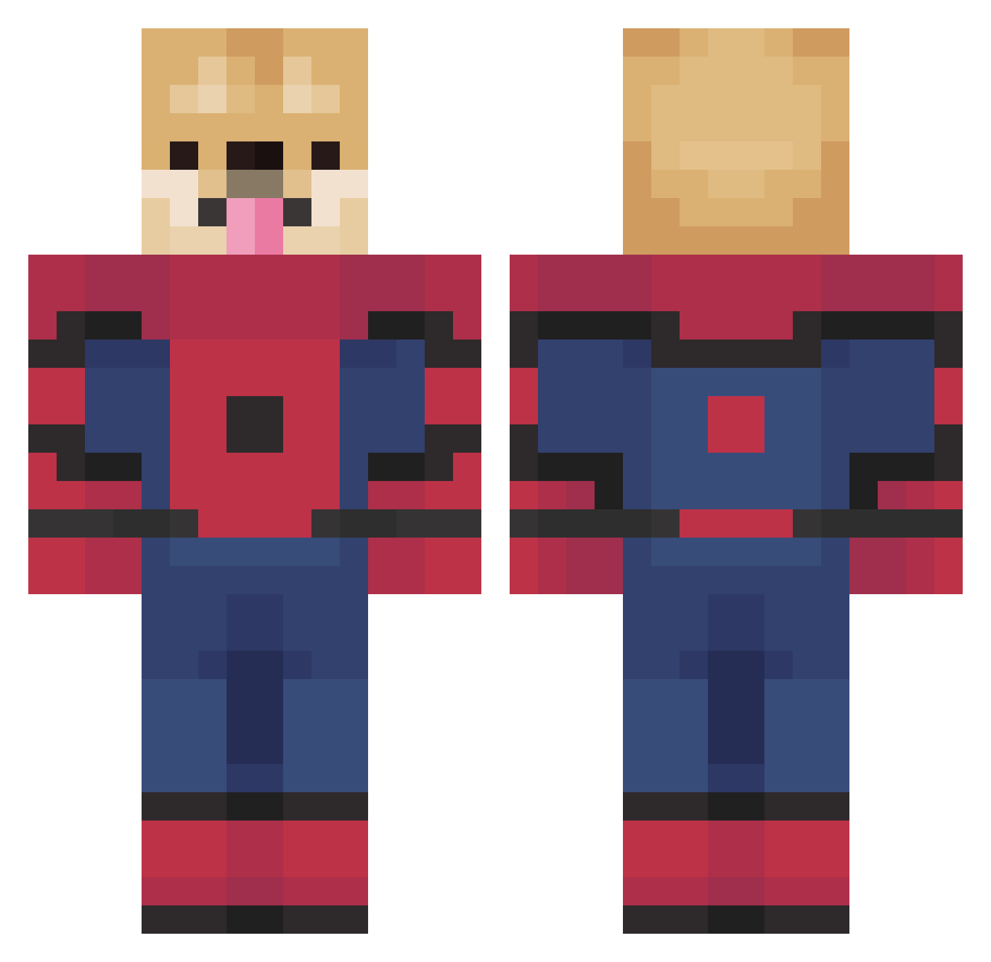 Zxsyy Minecraft skin, front and back view