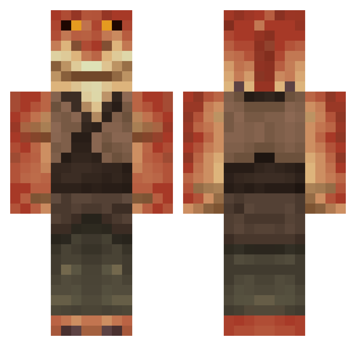 Thetosciki Minecraft skin, front and back view