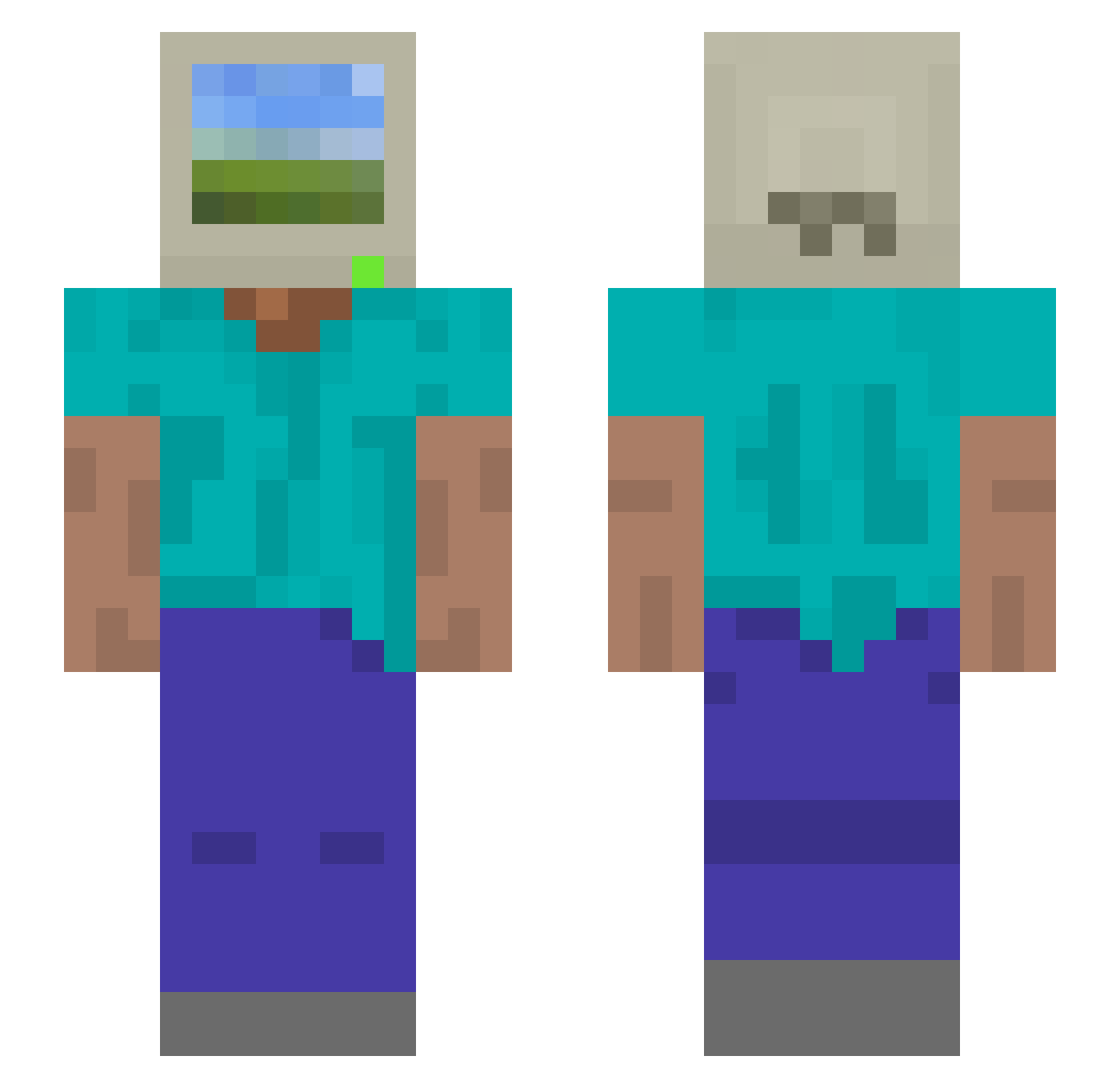 teleview Minecraft skin, front and back view