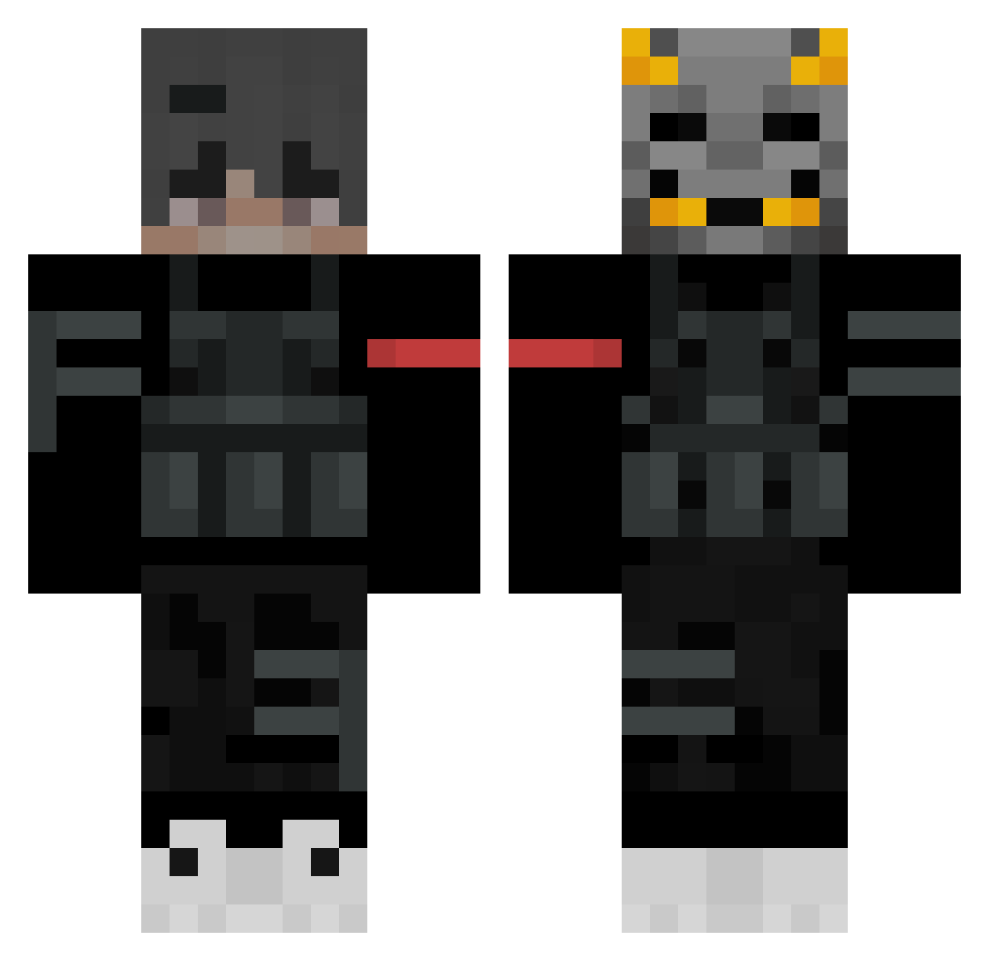 Psychiatrical Minecraft skin, front and back view