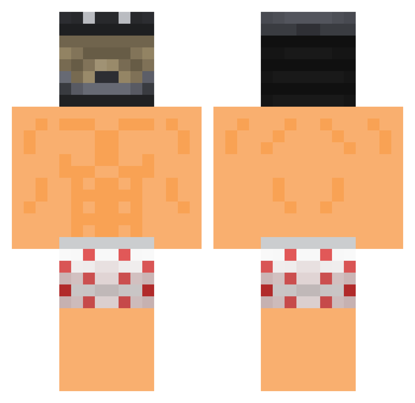 uhhMex Minecraft skin, front and back view