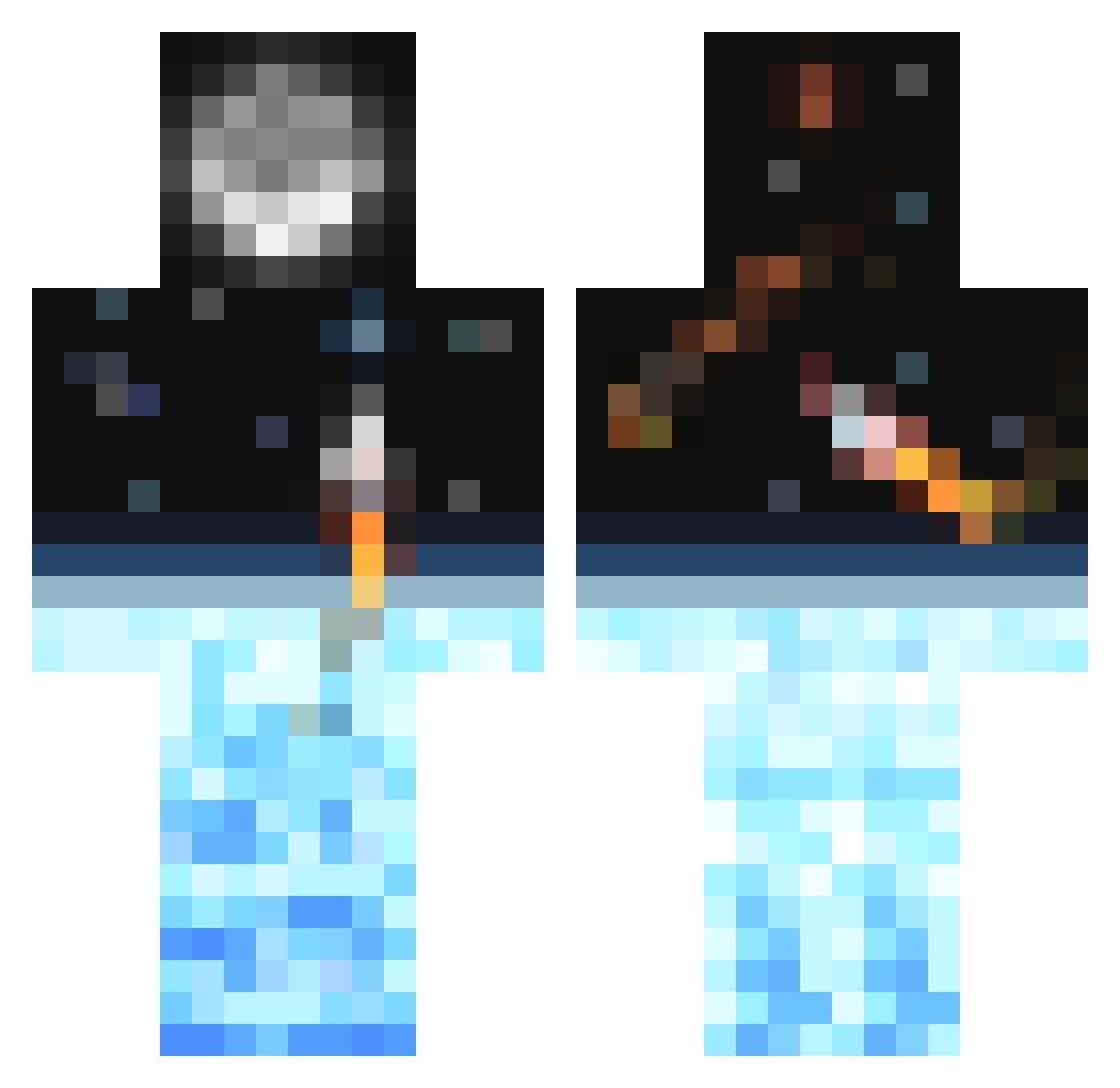 MoreXSmoother Minecraft skin, front and back view