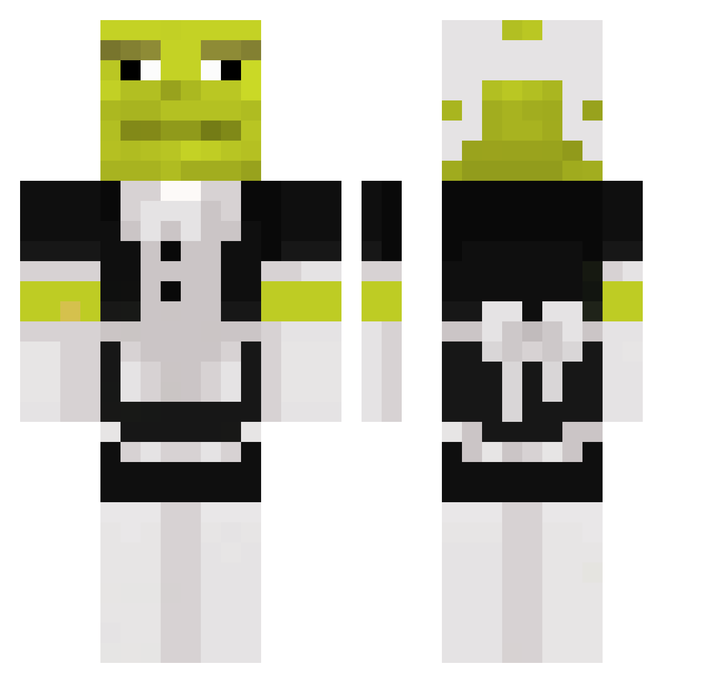 Zarcatic Minecraft skin, front and back view