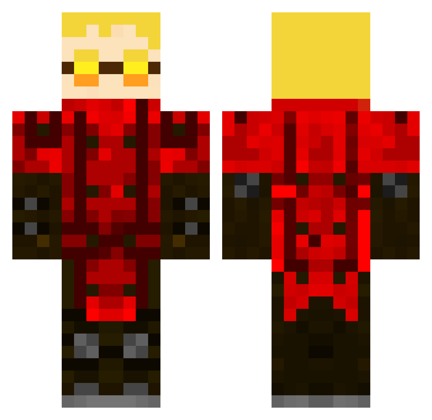YoungHefner Minecraft skin, front and back view