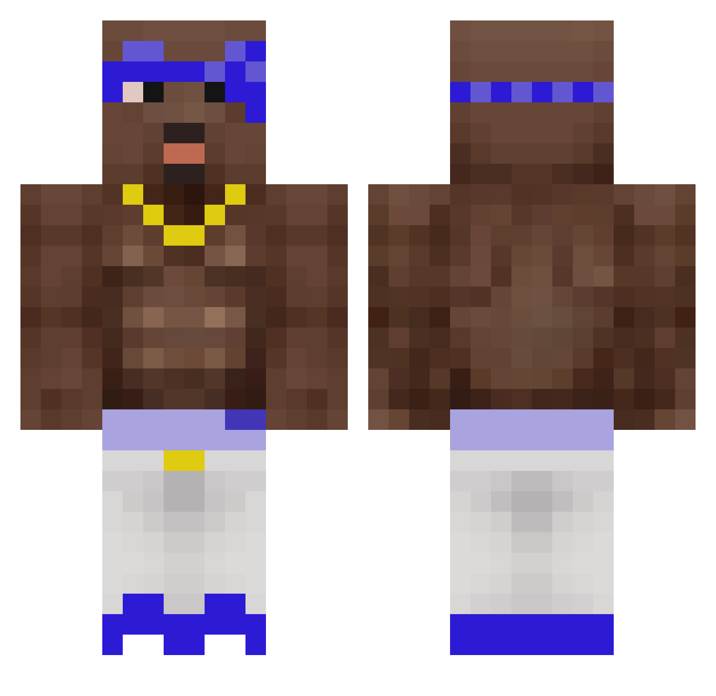 terrorful Minecraft skin, front and back view