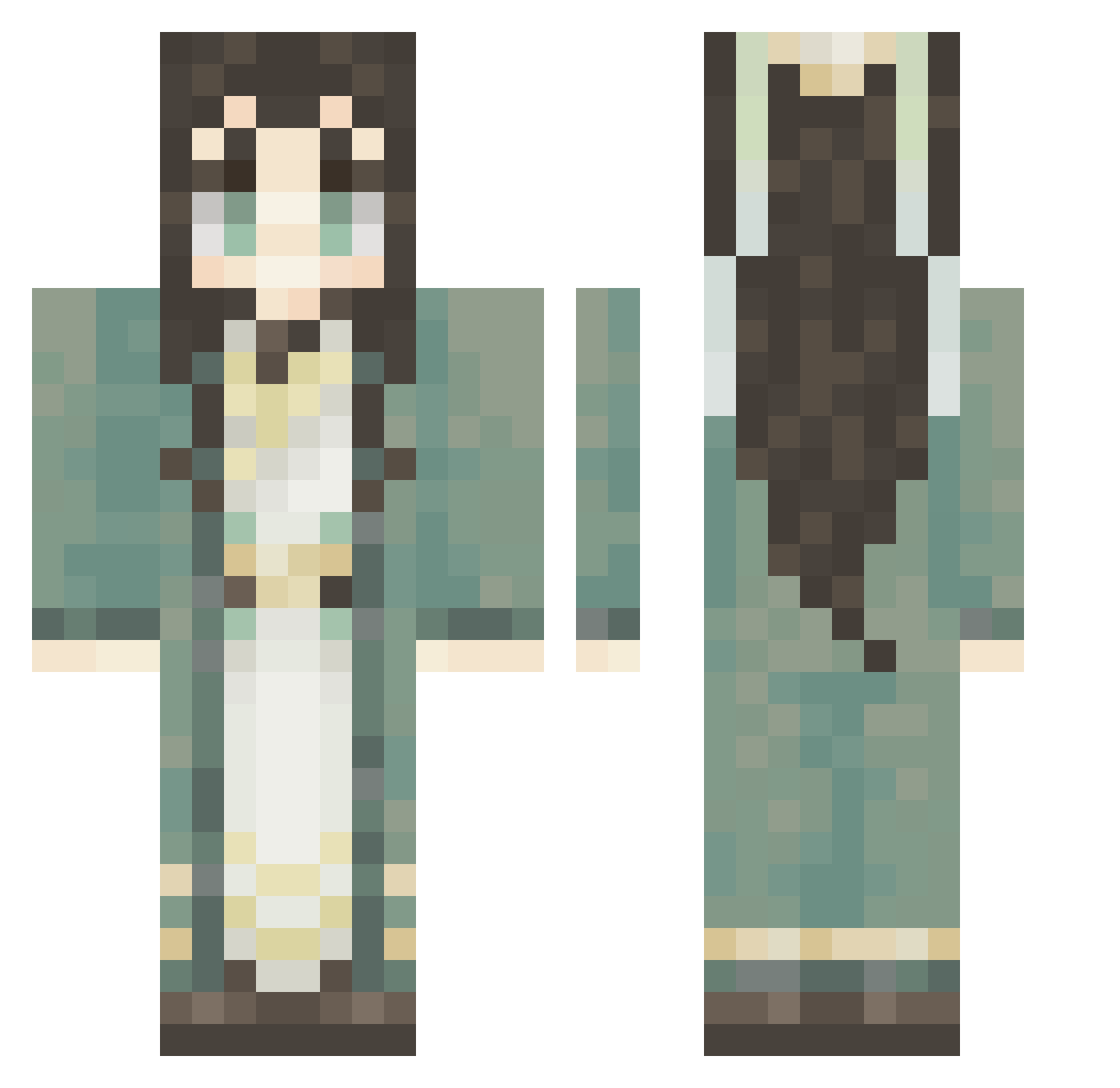 xiebian Minecraft skin, front and back view