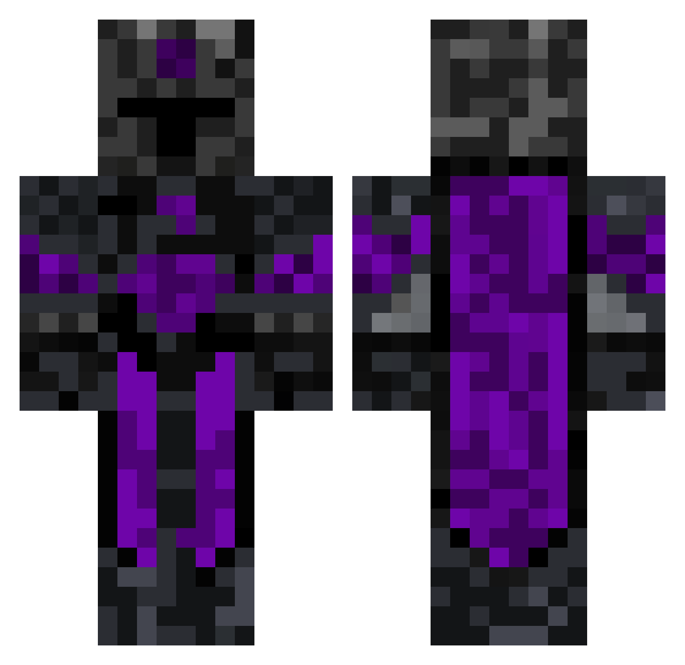 wilkanoid Minecraft skin, front and back view