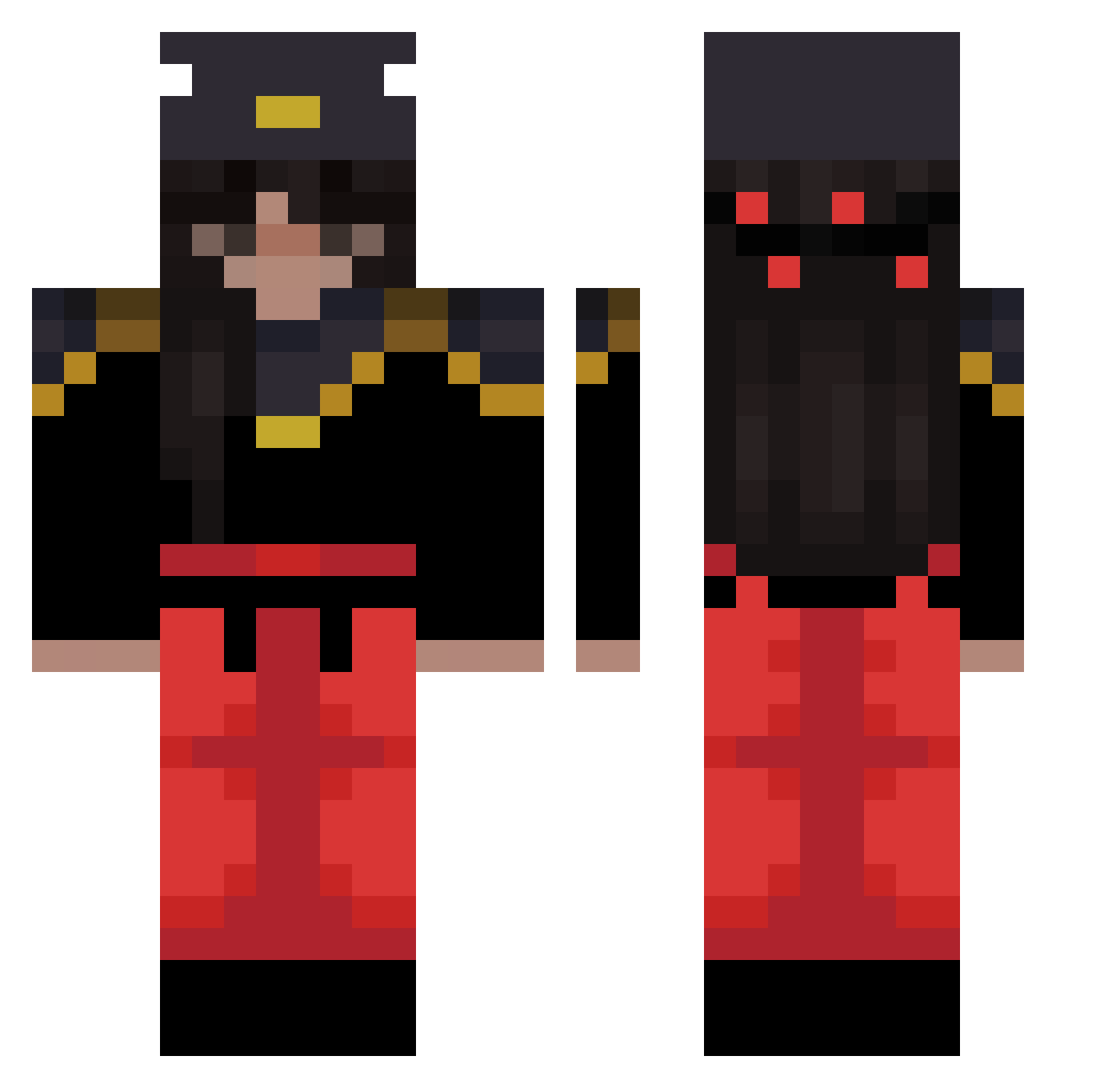upstir Minecraft skin, front and back view