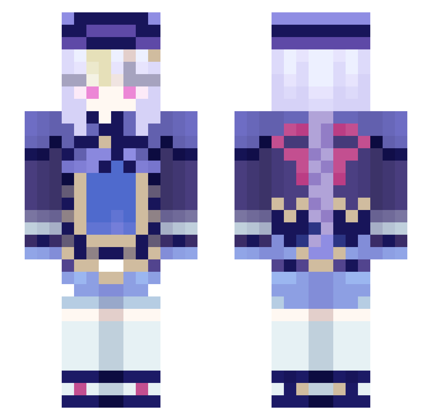 TlouPartIIEllie Minecraft skin, front and back view