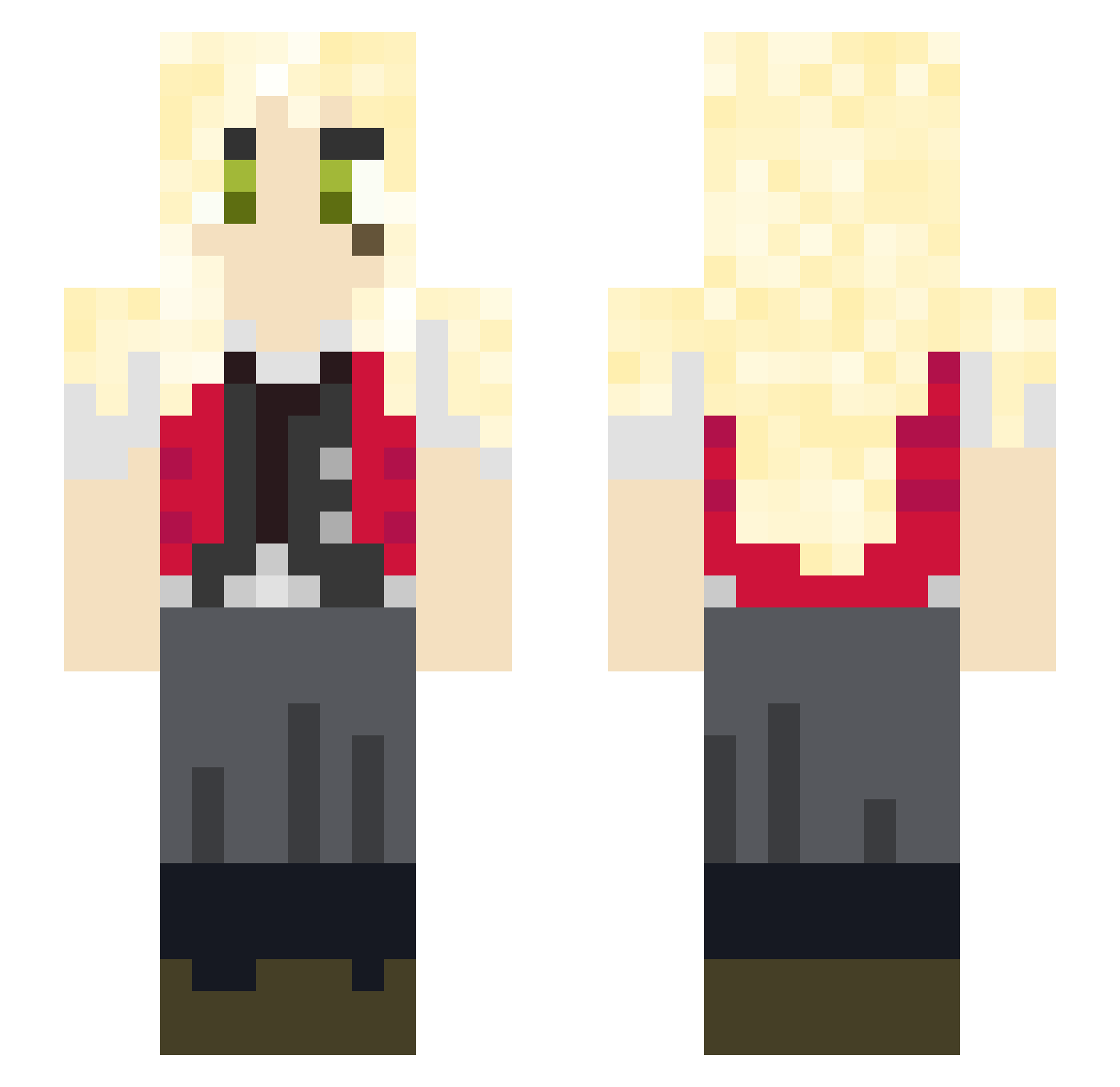 EvmanXX Minecraft skin, front and back view