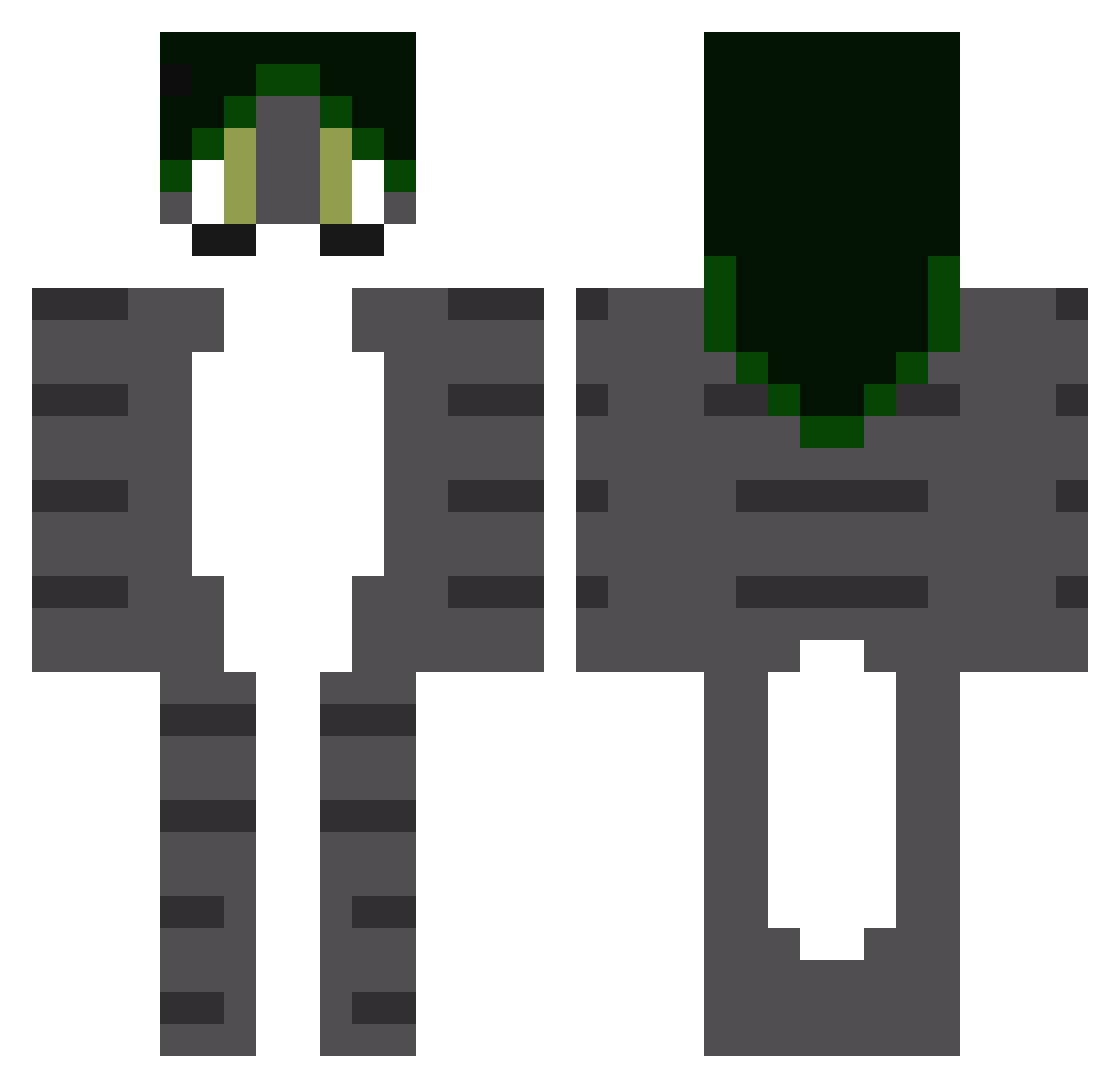 ZapaZebrel Minecraft skin, front and back view