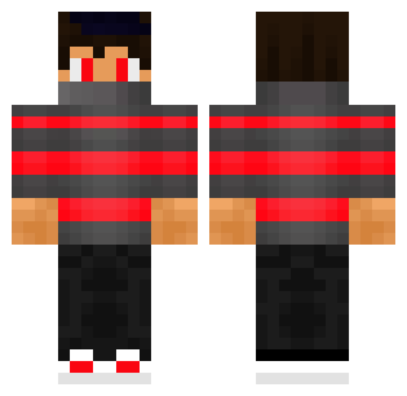 F1ox Minecraft skin, front and back view