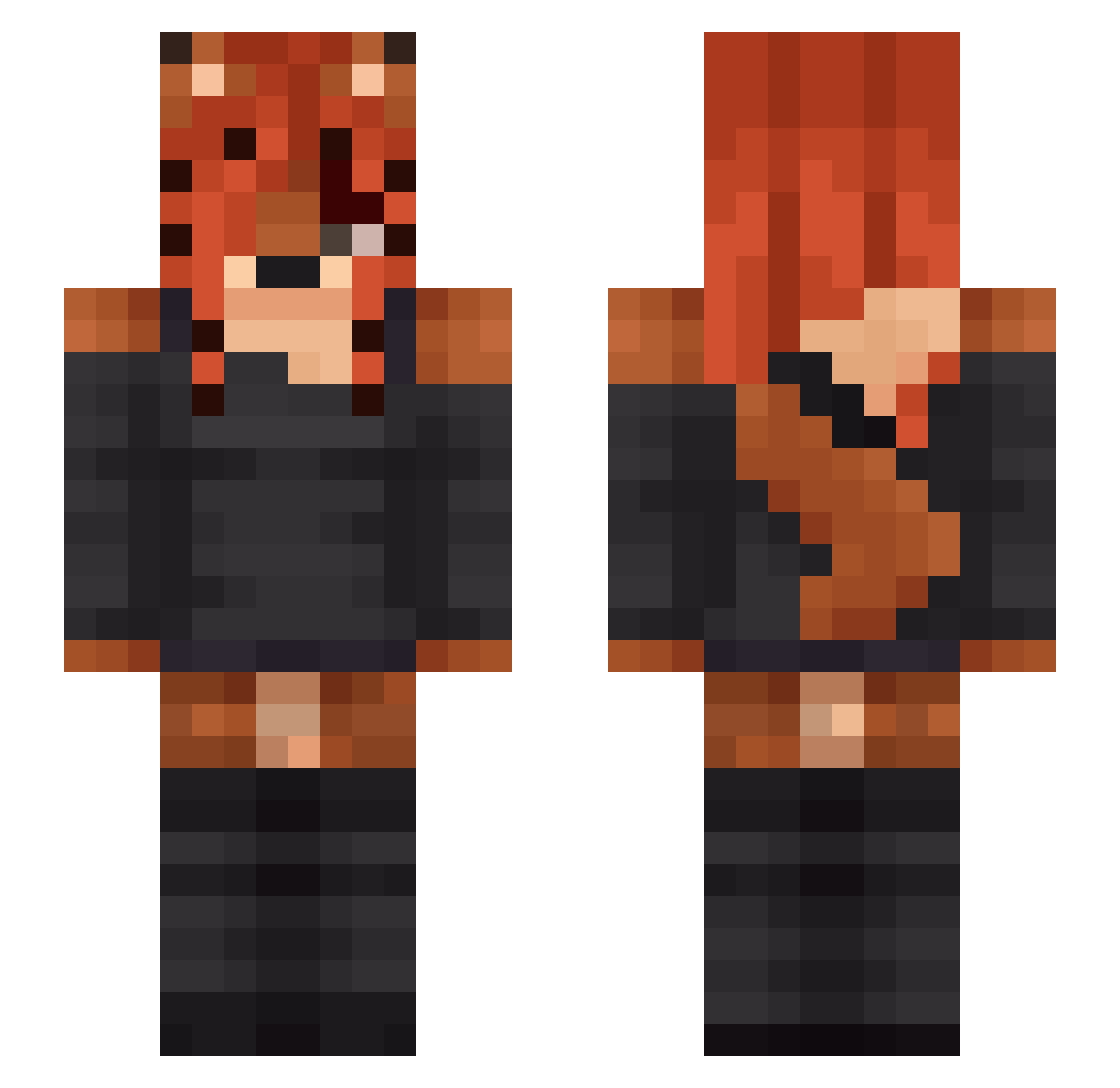 Miiinuty Minecraft skin, front and back view