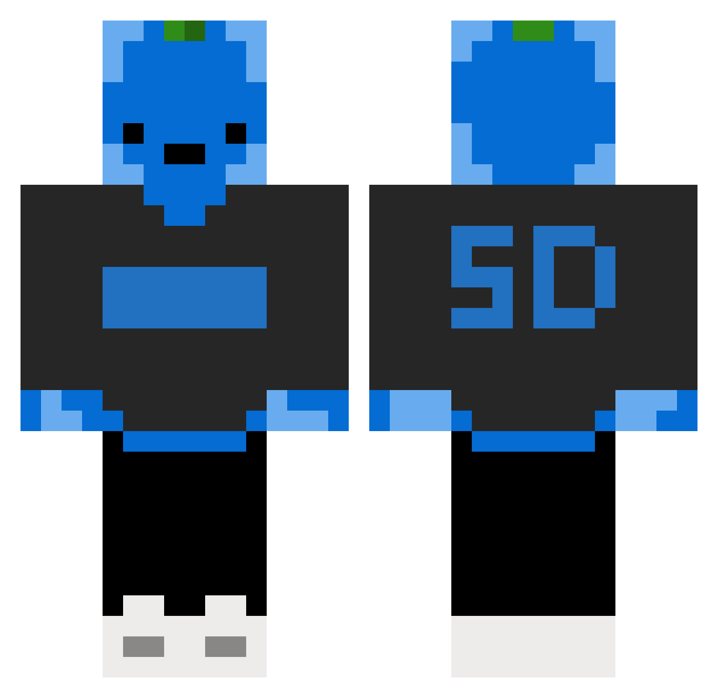 SodaDr Minecraft skin, front and back view