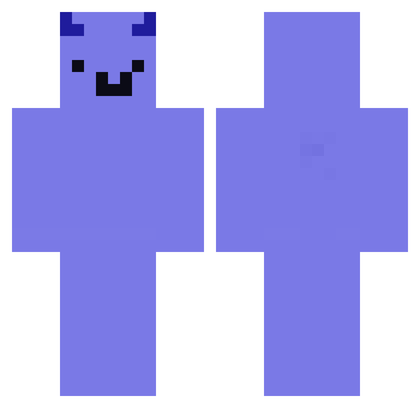 Seamm Minecraft skin, front and back view