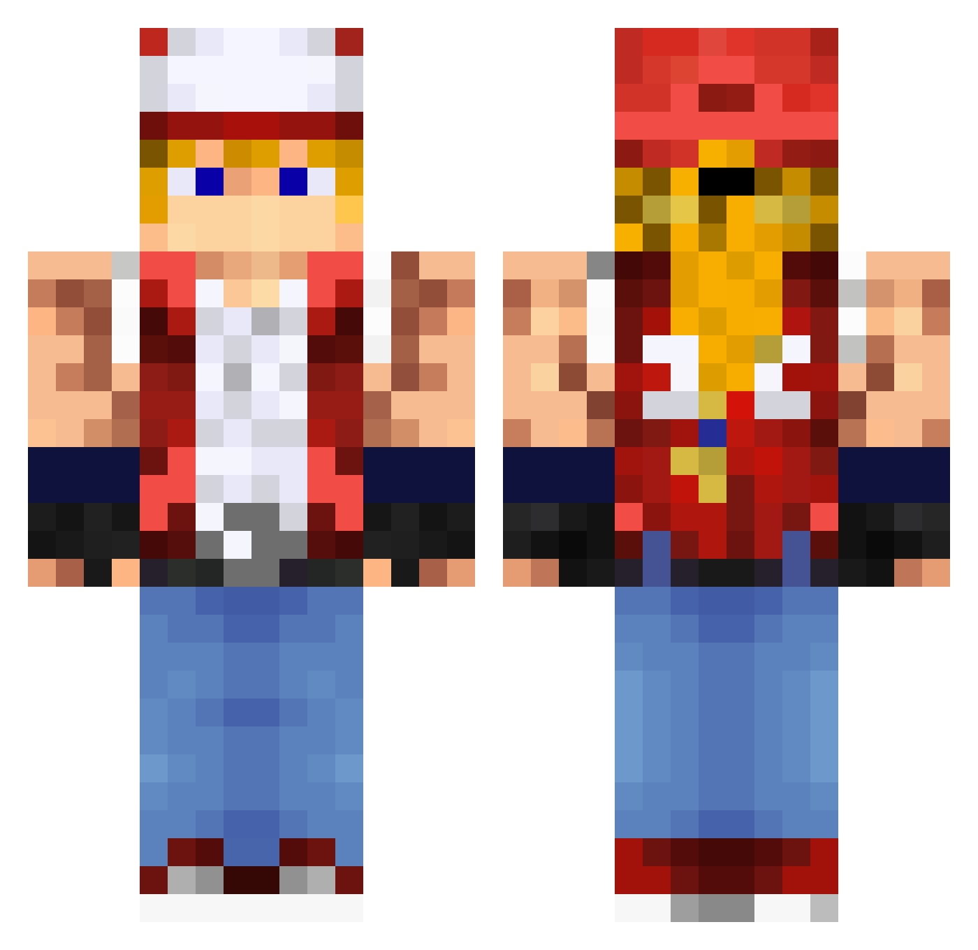 _TechnoDedo Minecraft skin, front and back view