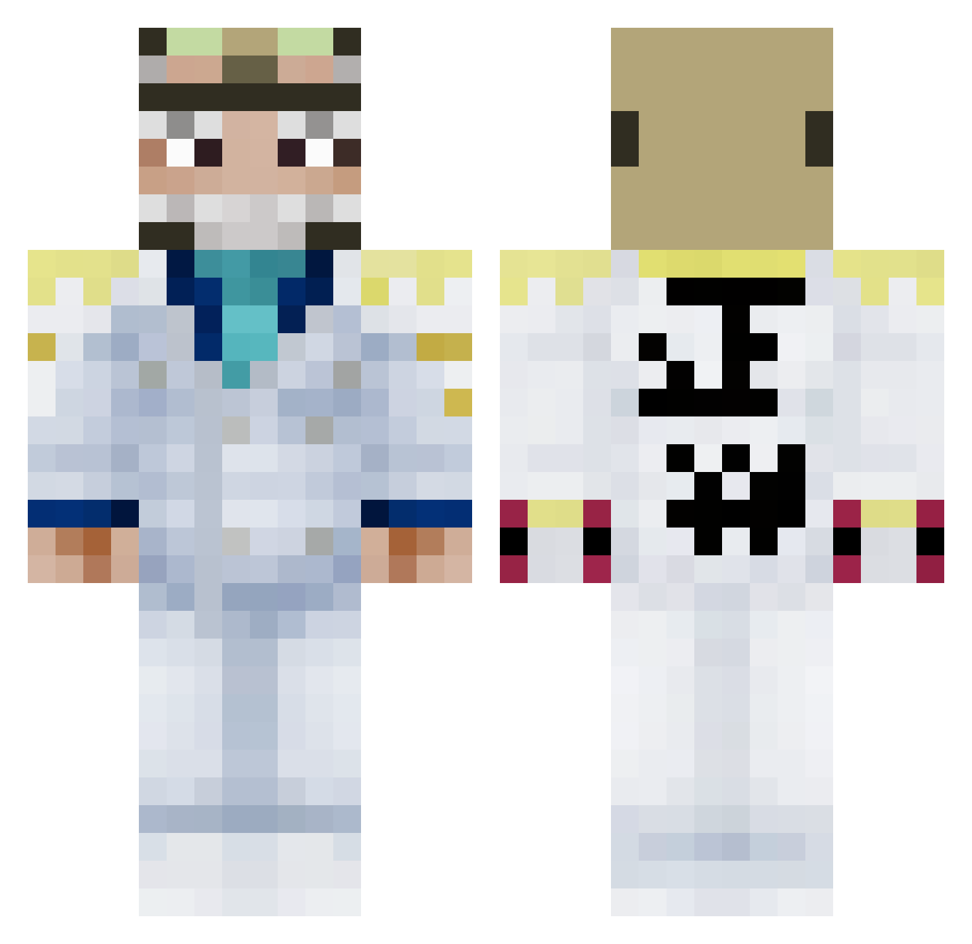 Oblayer Minecraft skin, front and back view